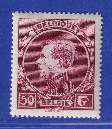 Belgien 1929  Freimarke Albert I. 50 Fr. Mi.-Nr. 264 I ungebraucht *