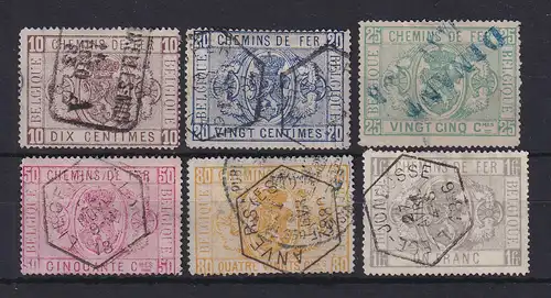 Belgien 1879-82 Eisenbahnpaketmarken Mi.-Nr. 1-6 Satz kpl. gestempelt 