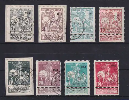 Belgien 1911 Kampf gegen Tuberkulose Mi.-Nr. 81-88 II Satz kpl. gestempelt 