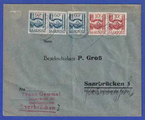 Saarland Mi.-Nr. 239 und 240 auf nachtaxierter Drucksache O Saarbrücken 31.7.48