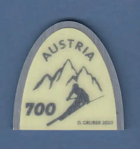 Österreich 2020 Sondermarke Skispitze Aluminium-Kunststoff neongrün ** 