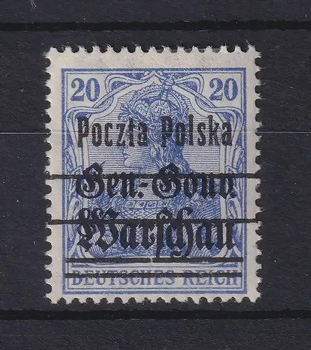 Polen 1918 Freimarke 20 Pfg. Mi.-Nr. 10 b I ungestempelt 