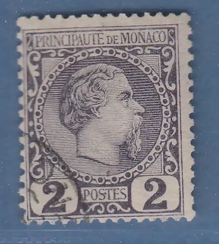 Monaco 1885 Freimarke Fürst Charles III. 2 C.  Mi.-Nr. 2 gestempelt 
