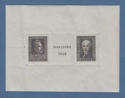 Polen 1928 Blockausgabe Briefmarkenausstellung Warschau Mi.-Nr. Block 1 * 