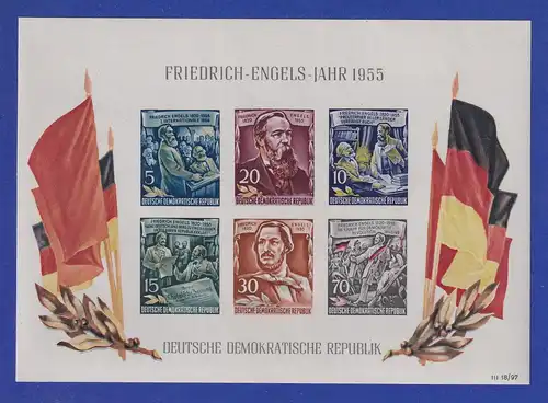 DDR 1955 Blockausgabe Friedrich Engels Mi.-Nr. Block 13 ** 