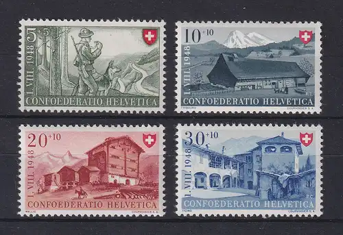 Schweiz 1948 Pro Patria Grenzwächter / Landhäuser Mi-Nr. 508-11 Satz 4 Werte ** 