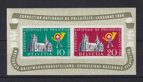 Schweiz 1955 Briefmarken-Ausstellung Lausanne Mi.-Nr. Block 15 ** 