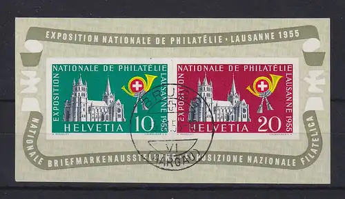 Schweiz 1955 Briefm.-Ausstellung Lausanne Mi.-Nr. Block 15 gestempelt BRUGG