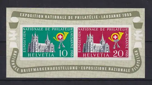Schweiz 1955 Briefm.-Ausstellung Lausanne Mi.-Nr. Block 15 postfrisch **