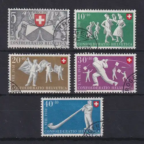 Schweiz 1951 Pro Patria Mi.-Nr. 555-59 kpl. Satz gest. TROGEN (Eckstempel)