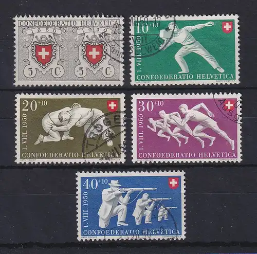 Schweiz 1950 Pro Patria Mi.-Nr. 545-49 kpl. Satz gestempelt. 