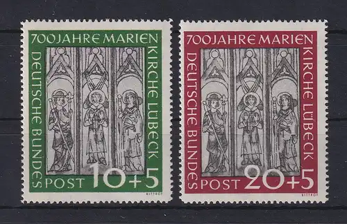 Bundesrepublik 1951 Marienkirche Lübeck Mi.-Nr. 139-40 ** sehr gute Zähnung !