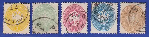 Österreich 1863 4.Ausgabe Doppeladler eng gez. kpl. Satz Mi.-Nr. 24-28 gestemp.