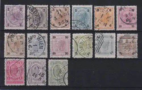 Österreich 1899 Franz Joseph Mi.-Nr. 69-83 Satz 15 Werte kpl. gestempelt