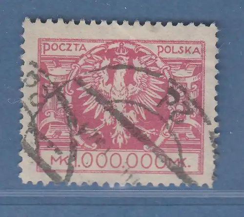 Polen / Polska 1924 Wappenadler 1000000 M rosa Mi.-Nr. 199 echt O sign. Petriuk