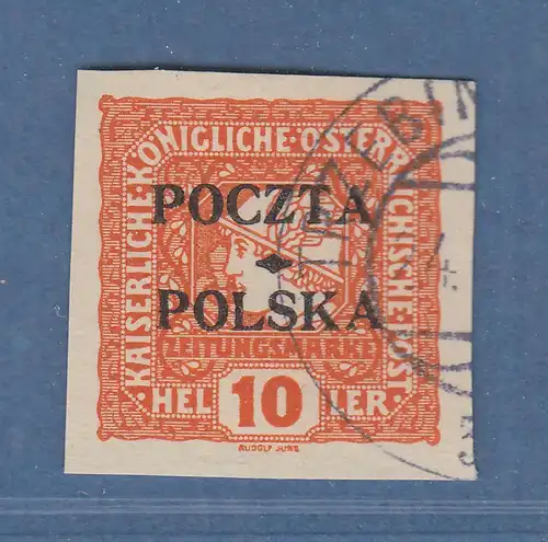 Polen / Polska 1918 Krakauer Ausgabe Zeitungsmarken Mi-Nr. 52 O gpr. PETRIUK PZF