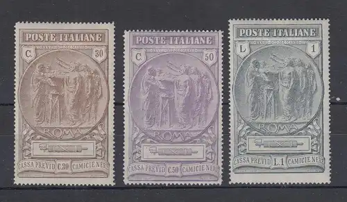 Italien 1923 Fürsorgekasse der Nationalmiliz, Mi.-Nr. 183-185 Satz * (Erstfalz)