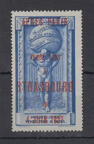 Frankreich philatel. Ausstellungsvignette Paris 1925 -> Strassbourg 1927 Atlas