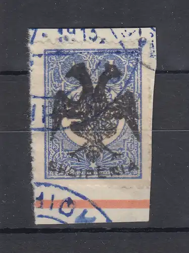Albanien 1913 Türk. Marken mit Aufdruck 1Pia Mi.-Nr. 7 gest. auf Briefstück