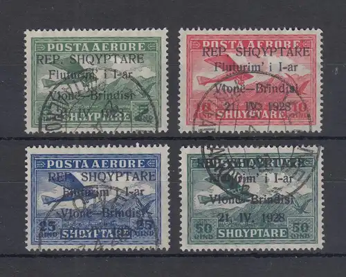 Albanien 1928 Eröffnung Fluglinie Vlone-Brindisi Mi.-Nr. 162-65 Teilsatz O