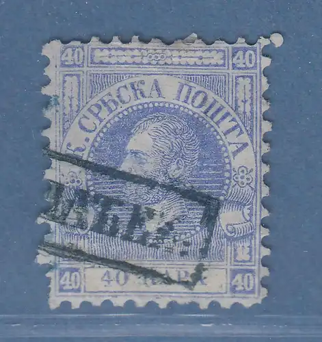 Serbien 1866 Freimarke 40 Pa ultramarin auf Pelure-Papier Mi.-Nr. 6x gestempelt 