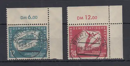 DDR 1951 Wintersport in Oberhof Mi.-Nr. 280-81 Eckrandstücke zentr. O BERLIN W8