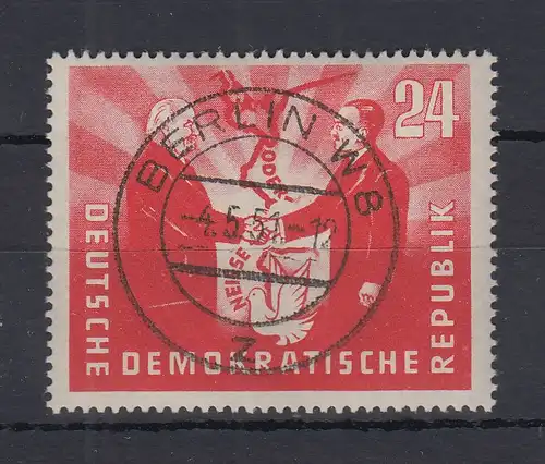 DDR 1951 Deutsch-Polnische Freundschaft 24 Pfg Mi.-Nr. 284 zentr. O BERLIN W8