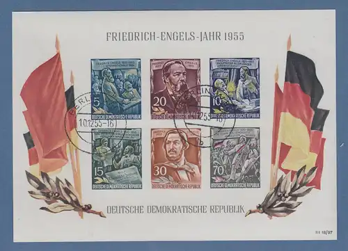 DDR 1955 Blockausgabe Friedrich Engels  Mi.-Nr. Block 13 gest BERLIN W 66 