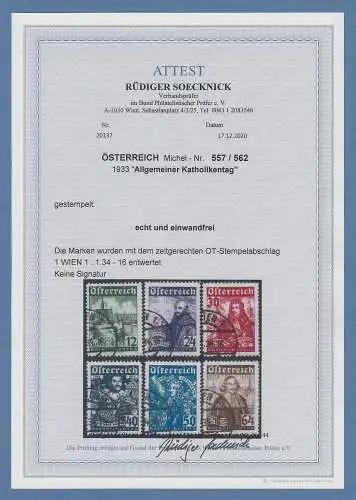 Österreich Katholikentag 1933 Mi.-Nr. 557-62 Satz kpl. O, Attest Soecknick BPP