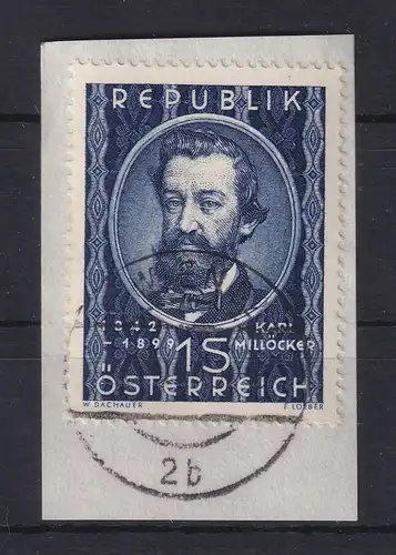 Österreich 1949, Komponist Karl Millöcker Mi.-Nr. 947 O auf Briefstück
