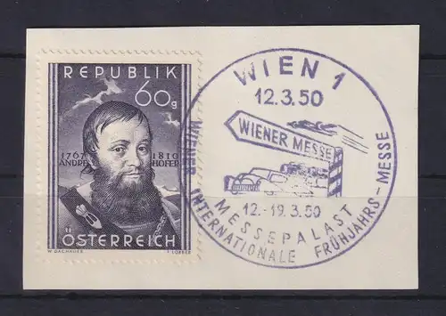 Österreich 1950, Freiheitskämpfer Andreas Hofer Mi.-Nr. 949 O auf Briefstück