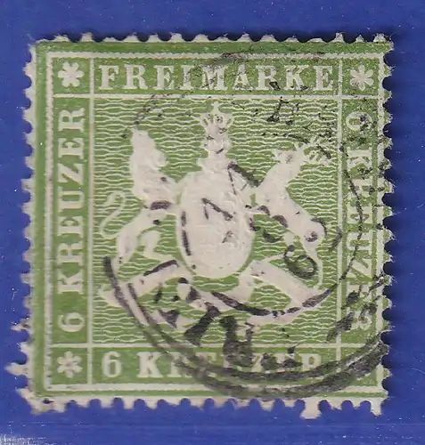 Württemberg 6 Kreuzer dünnes Pap. grün Mi.-Nr. 18ya O  gpr. Heinrich BPP