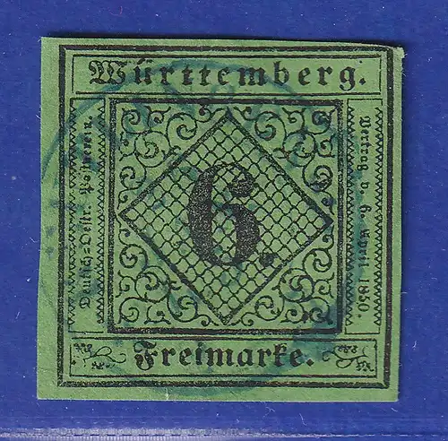 Württemberg 1851 6Kreuzer Mi.-Nr. 3a Type I gestempelt gpr. Heinrich BPP