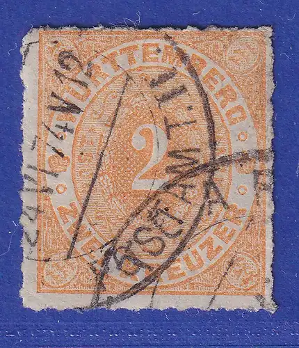 Württemberg 2 Kreuzer orange Mi.-Nr. 37a gest. gepr. Heinrich BPP