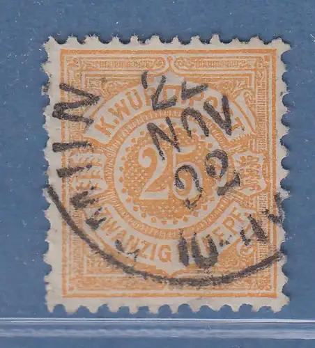Württemberg 25 Pfg. gelborange gute Farbe Mi.-Nr.57b gest. gepr. Heinrich BPP