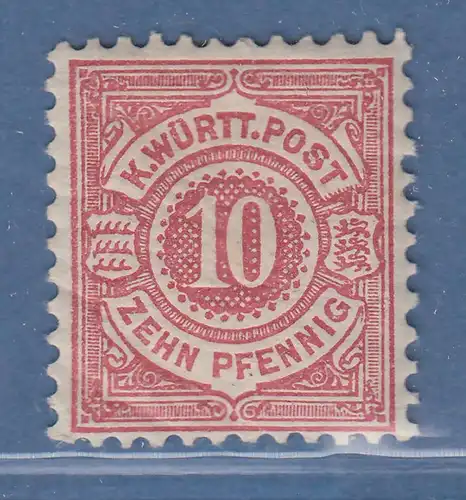 Württemberg 10 Pfg. karmin Mi.-Nr. 46a ungebr. * gepr. Heinrich BPP