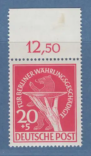 Berlin 1949 Währungsgeschädigte 20+5 Pfg rot,  Mi-Nr. 69 postfrisch ** 