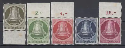 Berlin 1951 Freiheitsglocke Klöppel rechts Mi-Nr. 82-86 Satz postfrisch ** 
