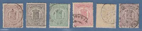 Niederlande 1868 Reichswappen Satz Mi.-Nr. 13-18 gestempelt