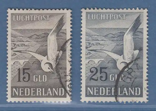 Niederlande 1951 Flugpostmarken Möwe 15 und 25 Gulden Mi.-Nr. 580-81 gestempelt