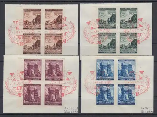 Böhmen und Mähren Prager Messe Mi.-Nr. 75-78 Viererblock-Satz gestempelt