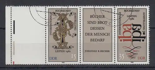 DDR 1982 Buchkunstausstellung Zusammendruck m. Leerfeld links Mi.-Nr. W Zd 529L