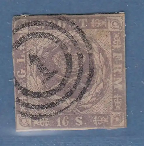 Dänemark Klassik Mi.-Nr. 6 (knapprandig) mit Dreiring-Nr.-O 1