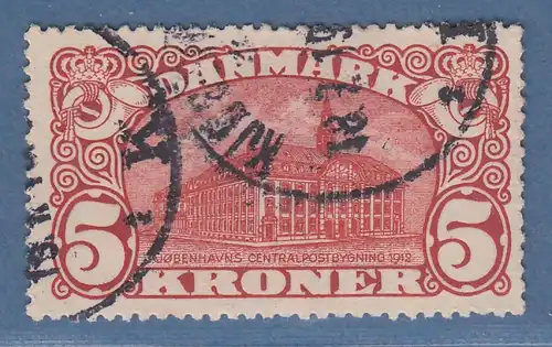 Dänemark 1915  5 Kronen Hauptpostamt Kopenhagen mit Wz.2 Mi.-Nr. 81 gestempelt