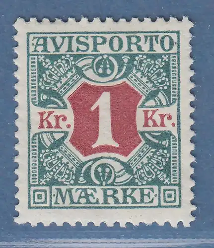 Dänemark Verrechnungsmarken Avisporto 1914  1 Krone Mi.-Nr. 8Y ungebraucht * 