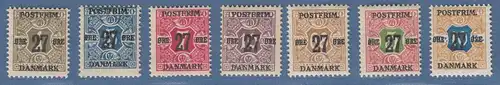 Dänemark 1918 Freimarken mit Aufdruck 27 Öre X-Werte Mi.-Nr. 84-96 X ungebr. *