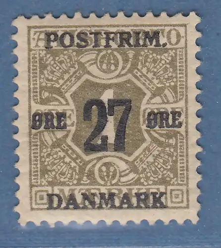 Dänemark 1918 Freimarke mit Aufdruck 27 Öre auf 1 Öre Mi.-Nr. 84 X ungebr. *