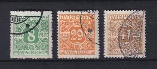 Dänemark 1915 Verrechnungsmarken AVISPORTO Mi.-Nr. 11-13 Satz 3 Wte. O