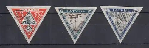 Latvija / Lettland 1933 Flugpost Flieger-Hilfsfonds Mi-Nr. 225-227 B Satz O