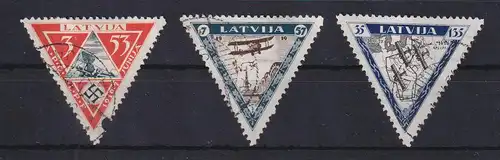 Latvija / Lettland 1933 Flugpost Flieger-Hilfsfonds Mi-Nr. 225-227 A Satz O